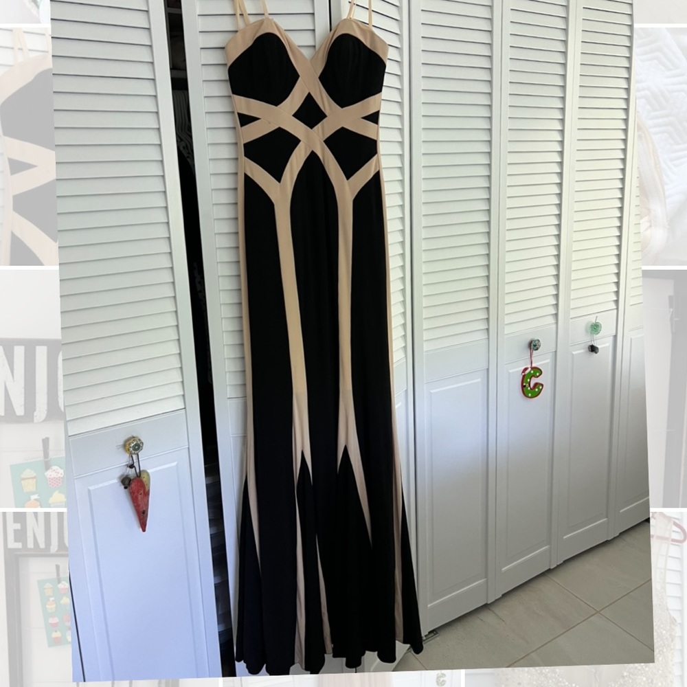 Like new Black and Tan beautiful strapless dress